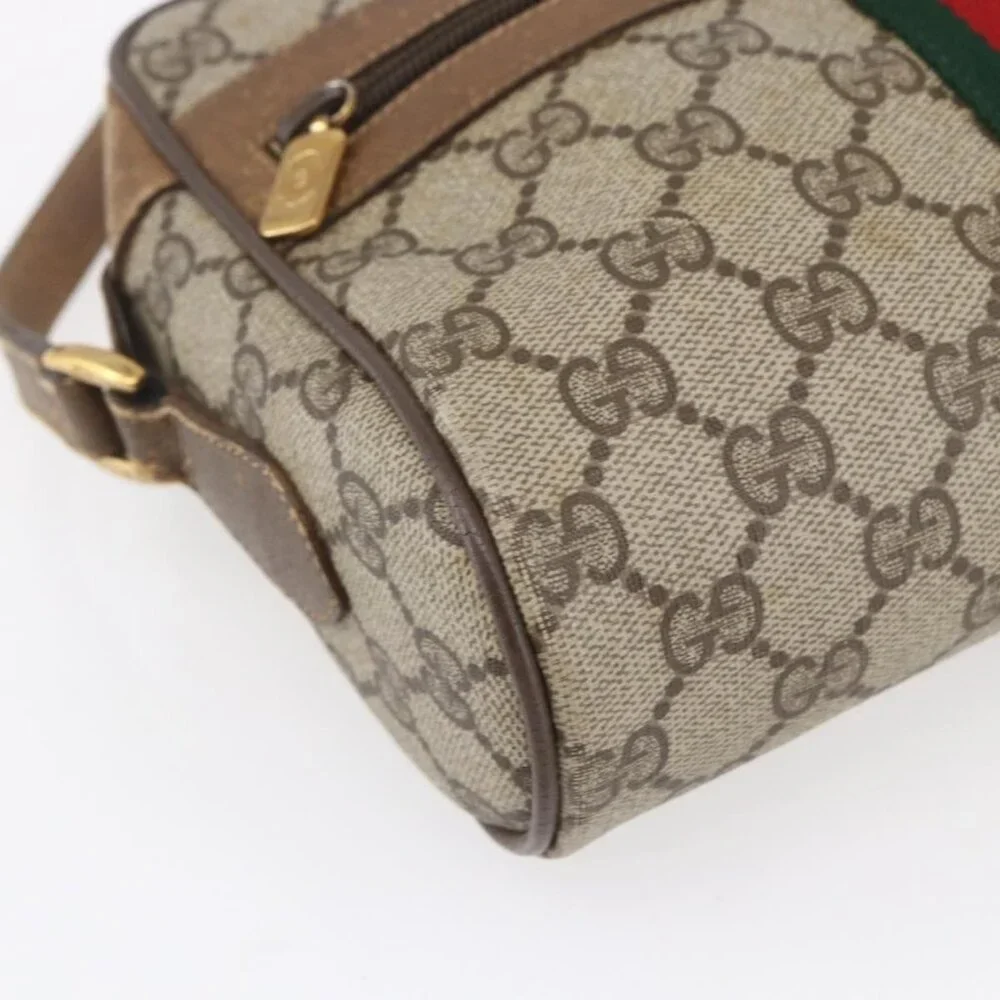 Authentic GUCCI GG Supreme Web Sherry Line Bag PVC Beige Gold 98 02 004 - Picture 7 of 16